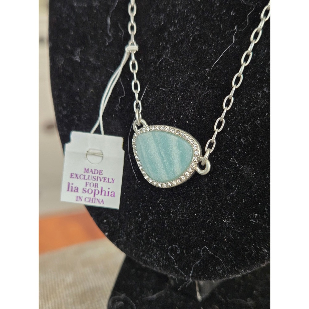 Lia Sophia "Ocean Splash" Necklace Aqua Genuine Amazonite - Picture 2 of 4